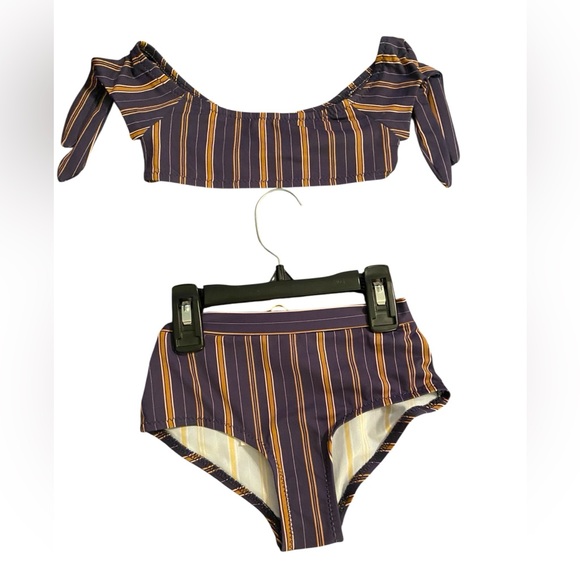 NWT EBERJEY GIRLS 2 PIECE BLUE &
BROWN “RIVERIA STRIPES DAIYA” BIKINI SET SIZE 6 - Picture 3 of 12